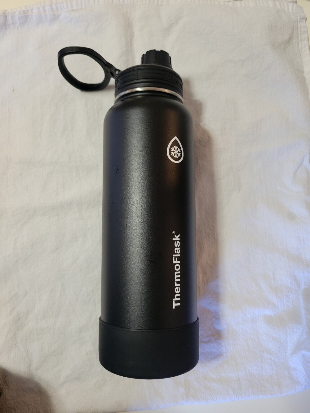 Thermo Flask Black Stainless Steel Double Wall Insulated Water Bottle Screw Lid